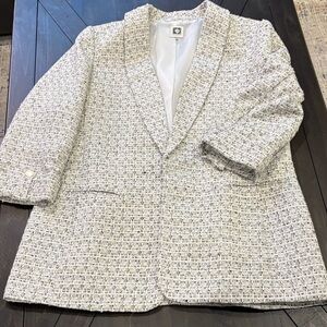 Anne Klein Blazer - Black and White with Gold Metallic Thread Tweed